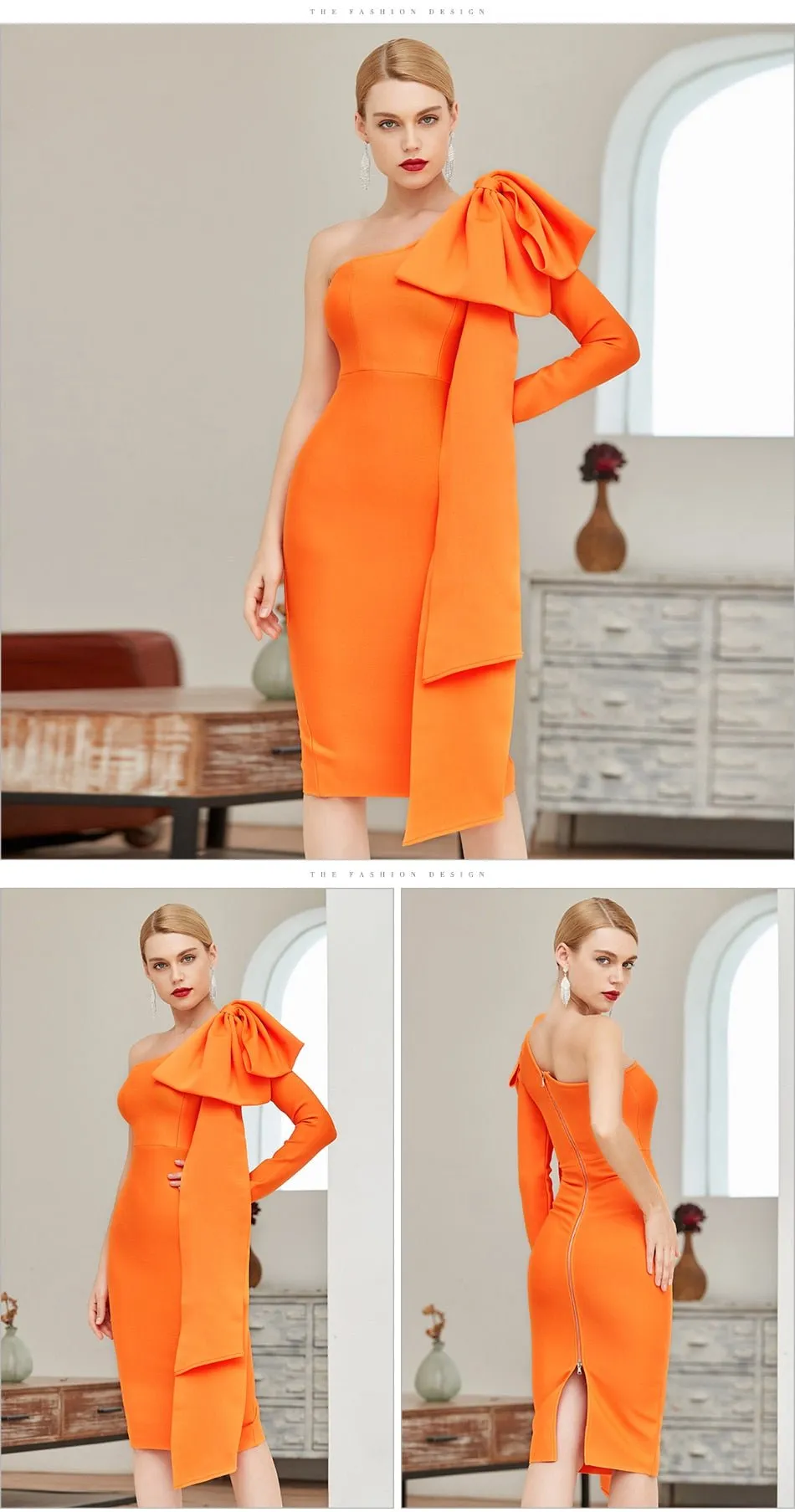 Adyce Women's Half Bare Shoulder Half Puff Sleeve Midi Dress