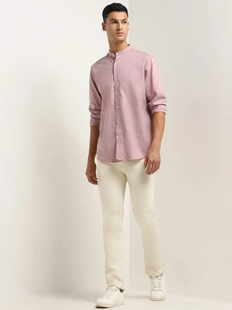 Ascot Dusty Mauve Relaxed Fit Solid Cotton Shirt