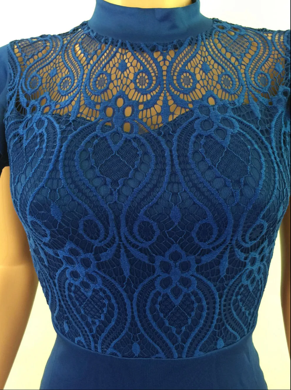 BLUE LACE UP STYLE PATCHWORK BODYCON SLIM FIT  MINI DRESS on sale