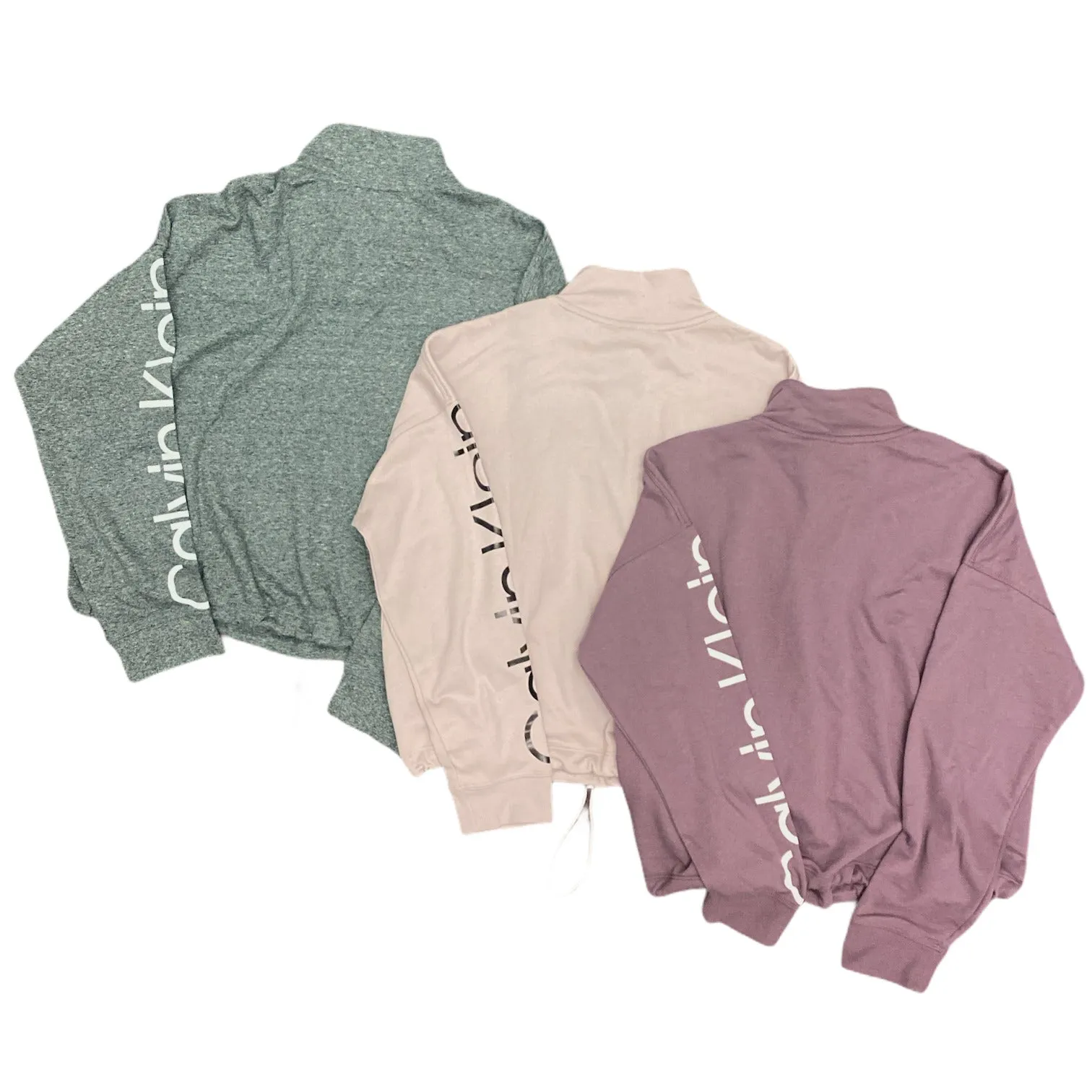 Calvin Klein Women's Half Zip Athletic Pullover Crop Sweatshirt w/ Bungee