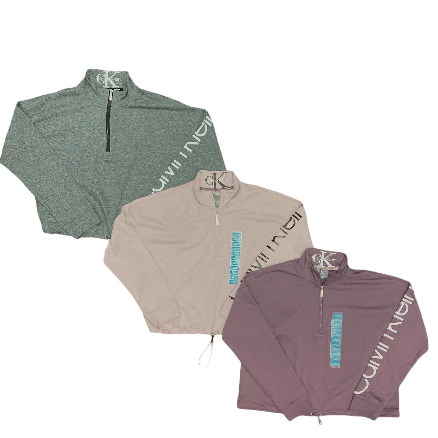 Calvin Klein Women's Half Zip Athletic Pullover Crop Sweatshirt w/ Bungee