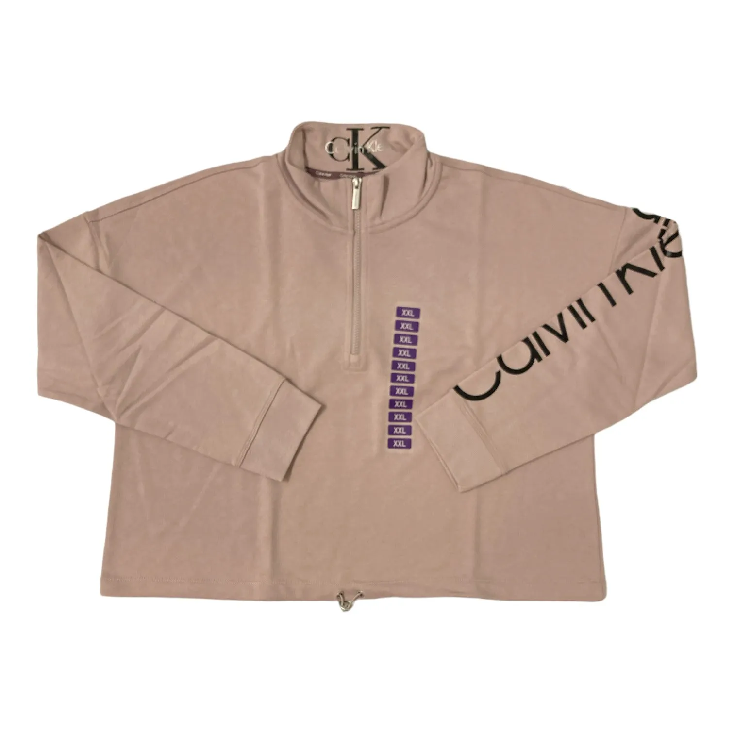 Calvin Klein Women's Half Zip Athletic Pullover Crop Sweatshirt w/ Bungee