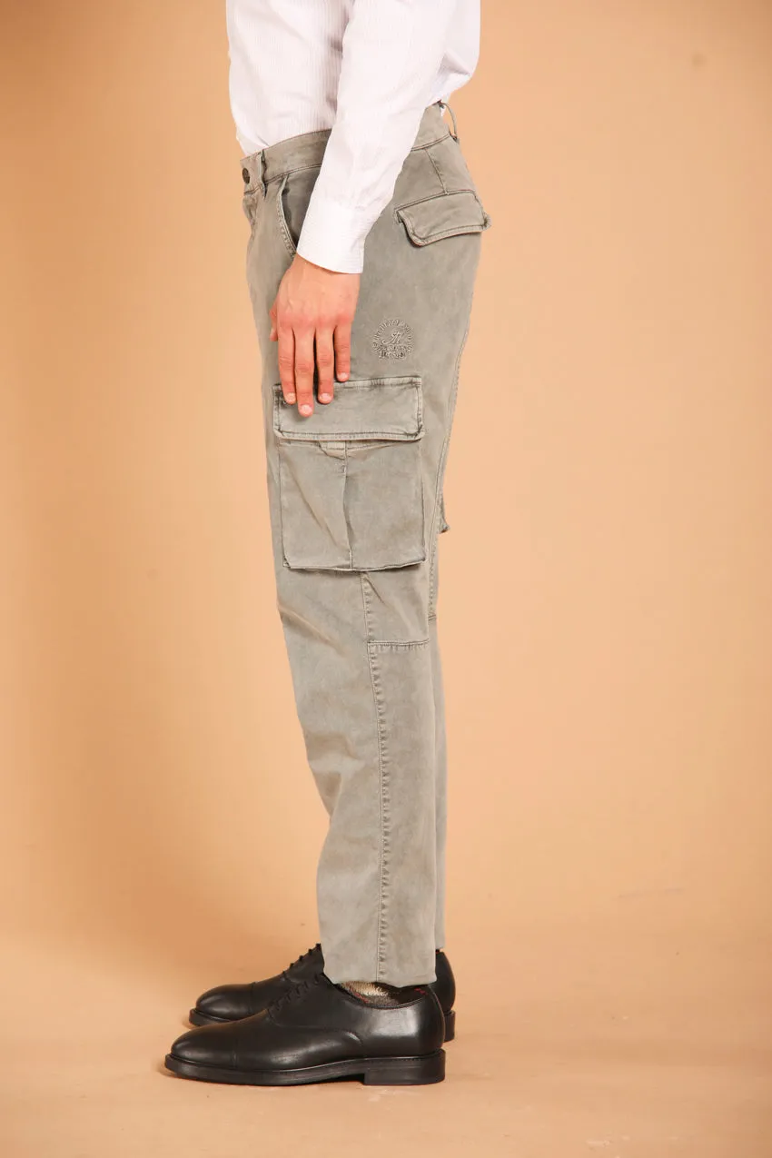 Chile men's cargo pants in gabardine with special washing extra slim fit 