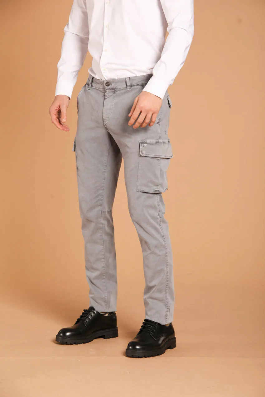 Chile men's cargo pants in gabardine with special washing extra slim fit  