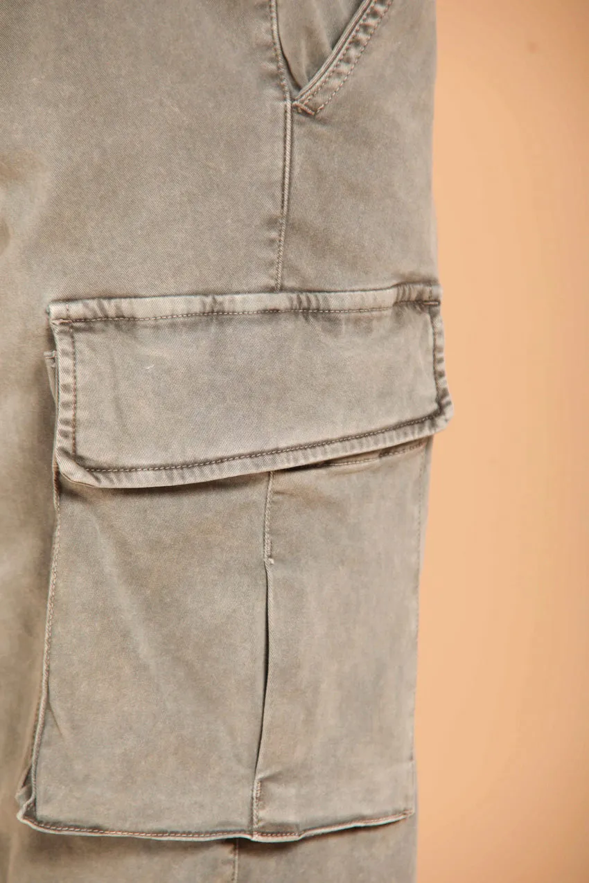 Chile men's cargo pants in gabardine with special washing extra slim fit 