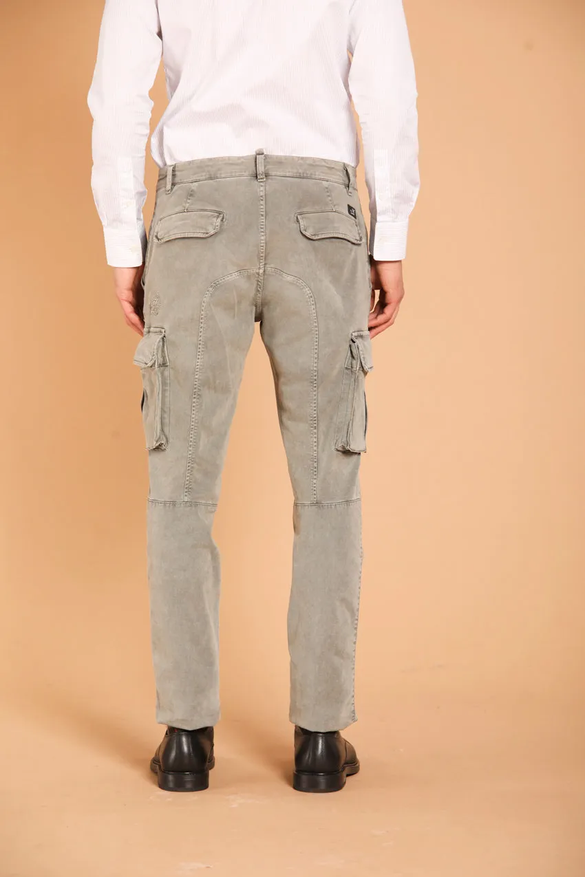 Chile men's cargo pants in gabardine with special washing extra slim fit 
