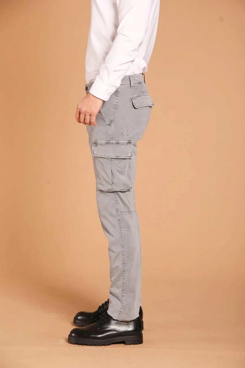 Chile men's cargo pants in gabardine with special washing extra slim fit  