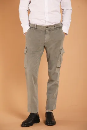 Chile men's cargo pants in gabardine with special washing extra slim fit 