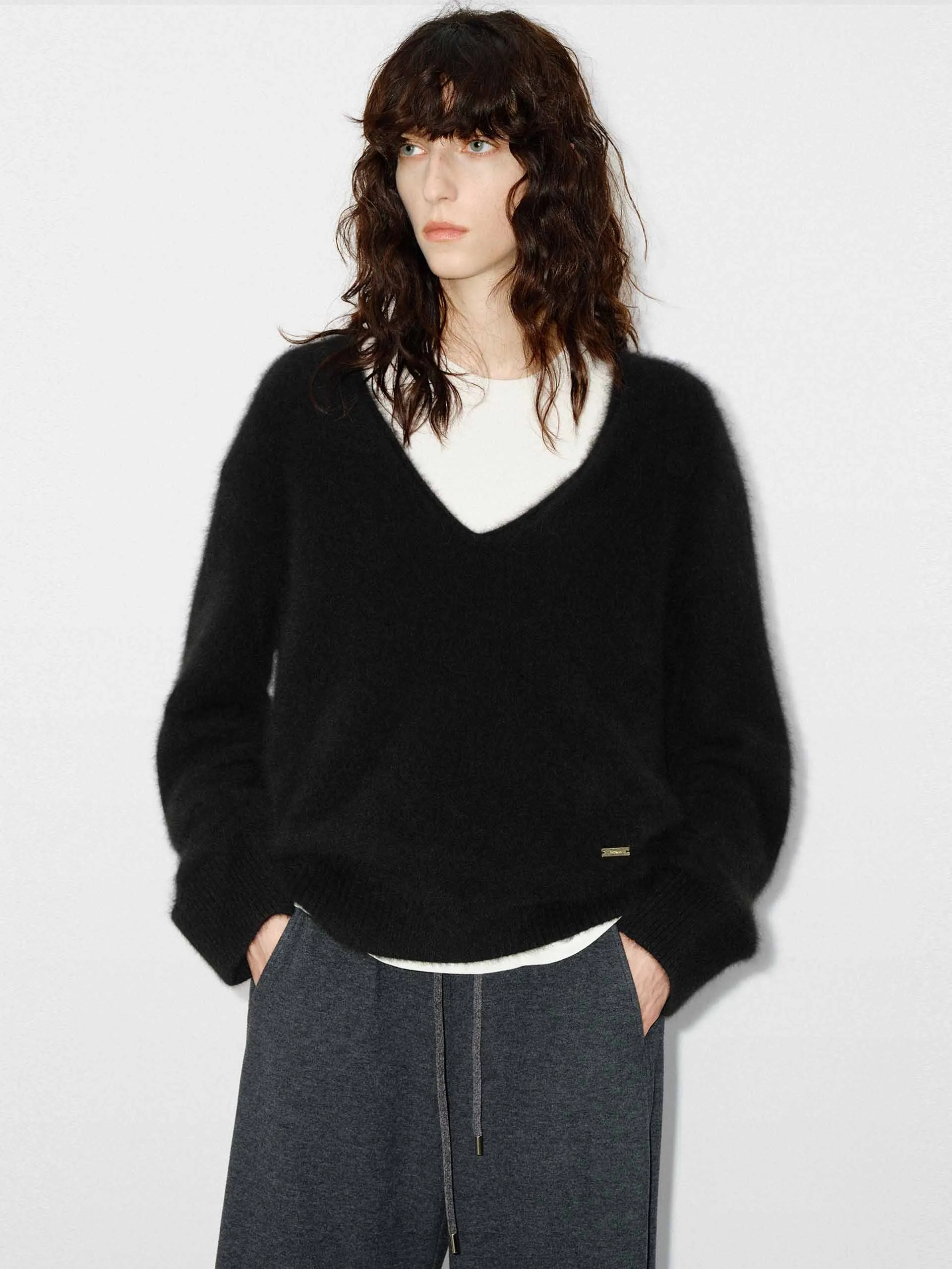 Deep V-neck Loose Sweater
