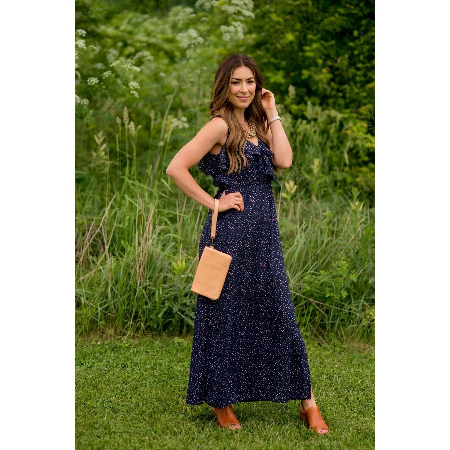 Dottie Ruffle Side Slit Maxi