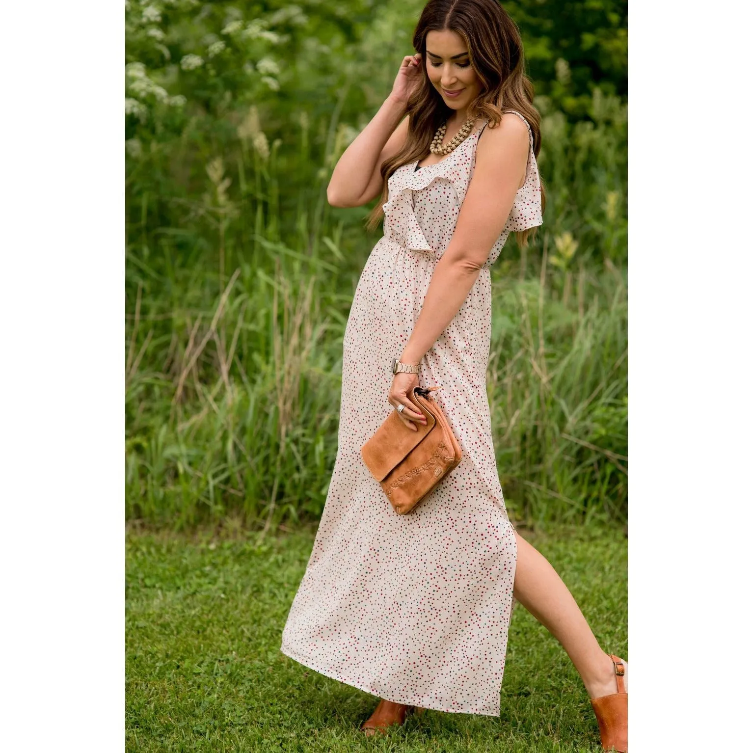 Dottie Ruffle Side Slit Maxi