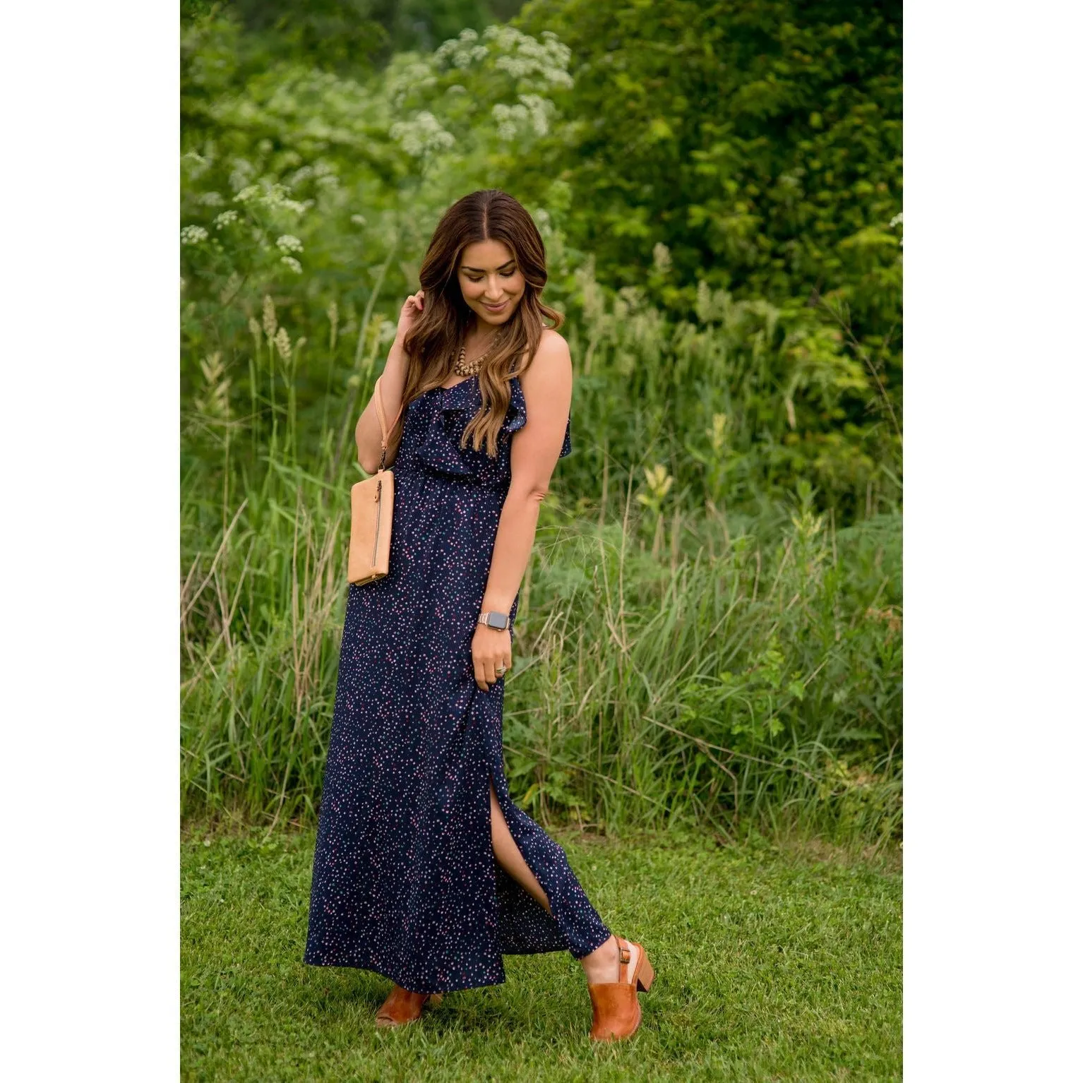 Dottie Ruffle Side Slit Maxi