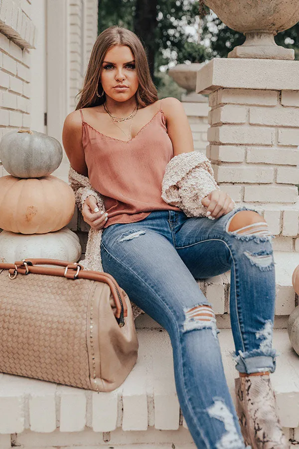 Dream Date Night Shift Tank In Rust