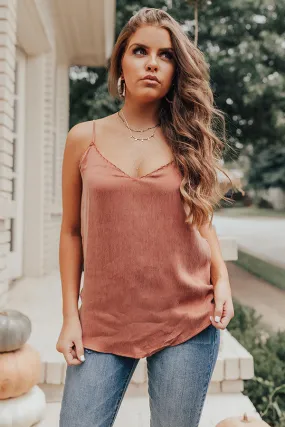 Dream Date Night Shift Tank In Rust