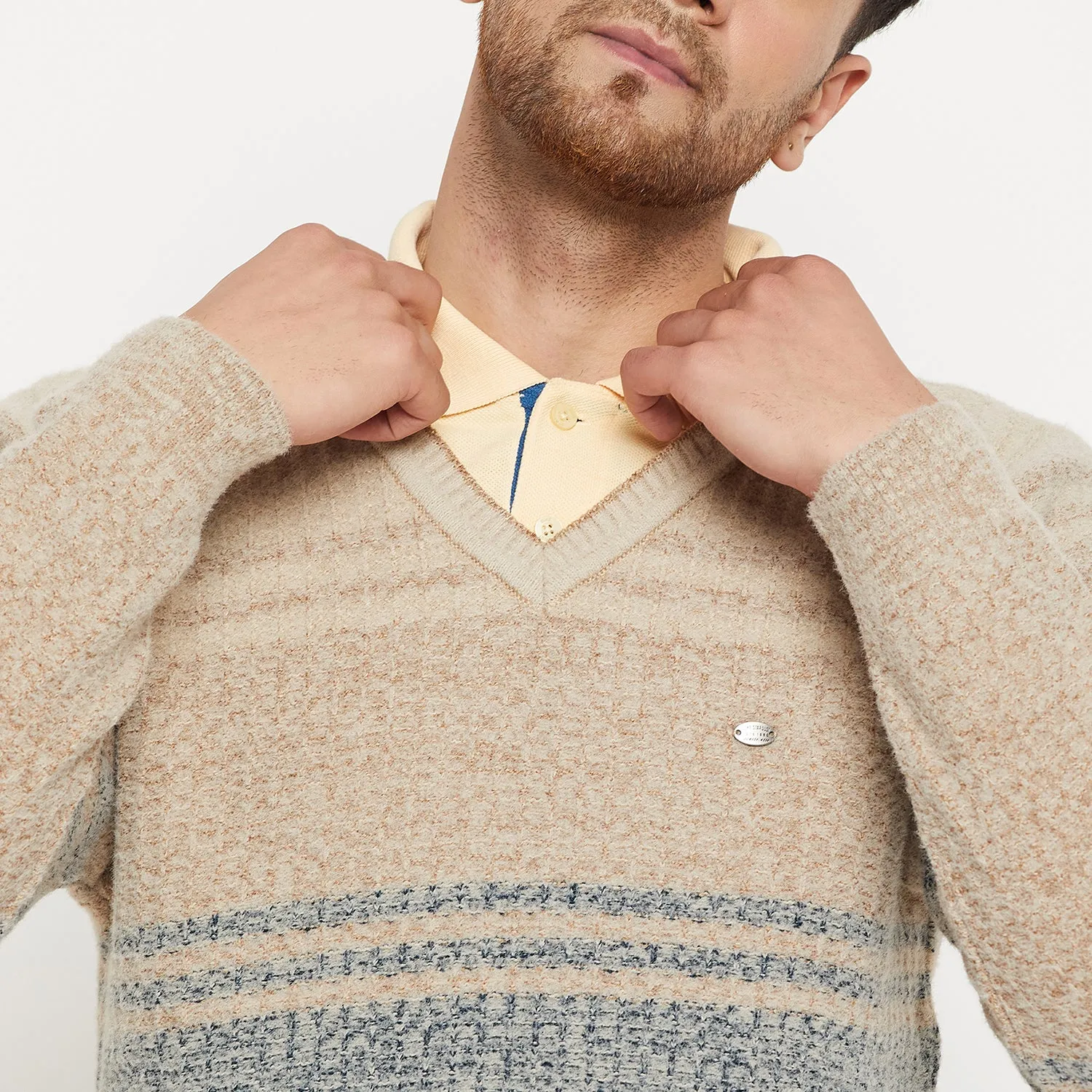 Duke Stardust Men Full Sleeve V Neck Sweater (SDS2123)