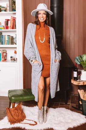 Fall Morning Duster Cardigan in Grey