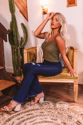 Ferry Ride Knit Tank In Olive
