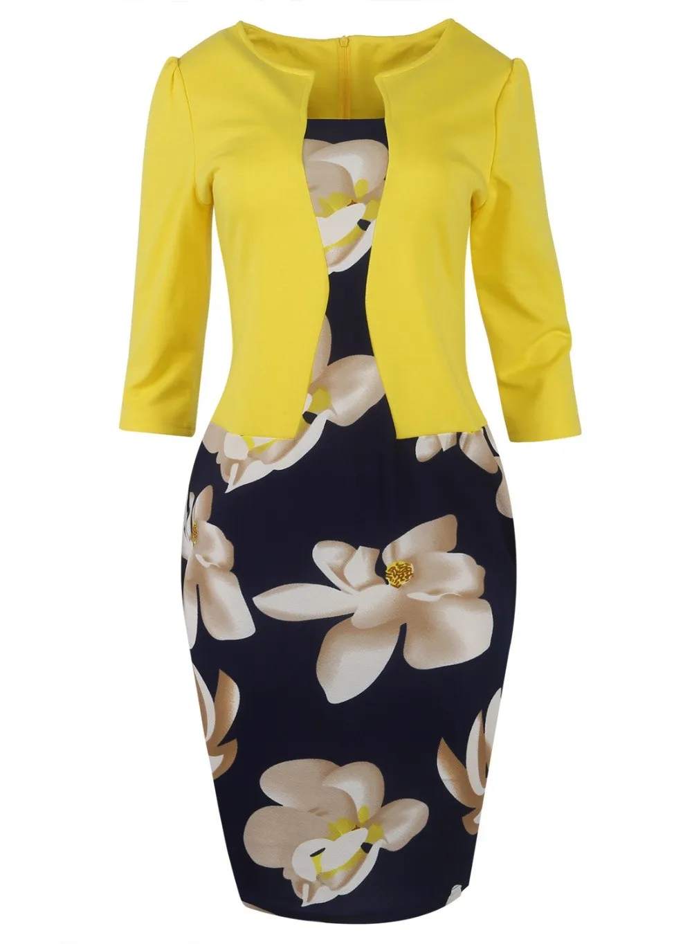 Floral Print Elegant Pencil Dress