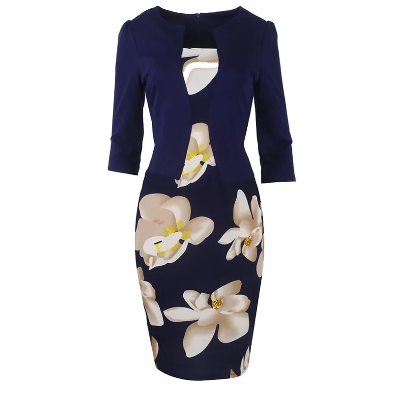 Floral Print Elegant Pencil Dress
