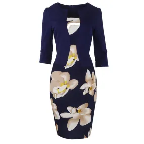 Floral Print Elegant Pencil Dress