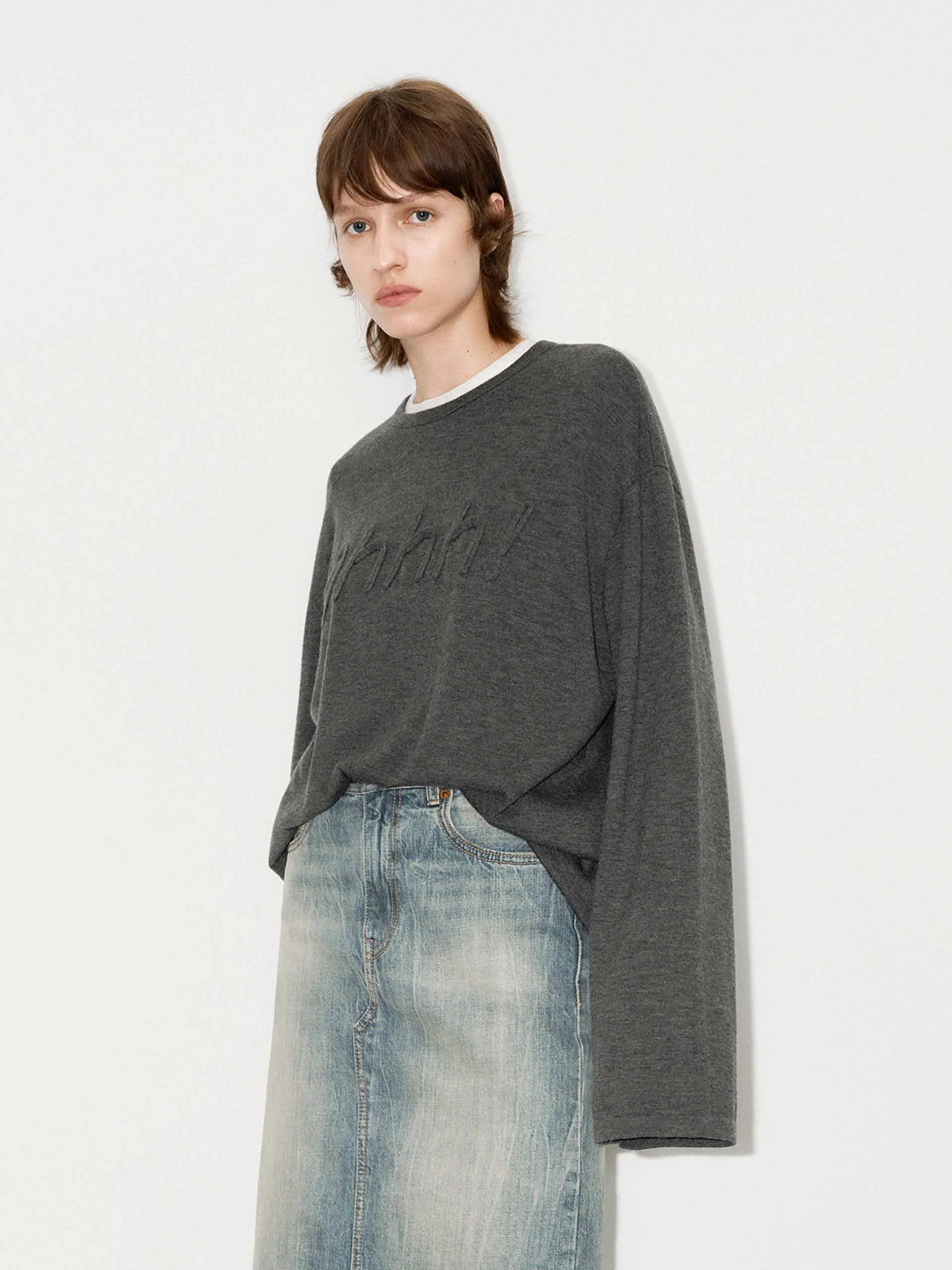 Front Letter Striped Sweater
