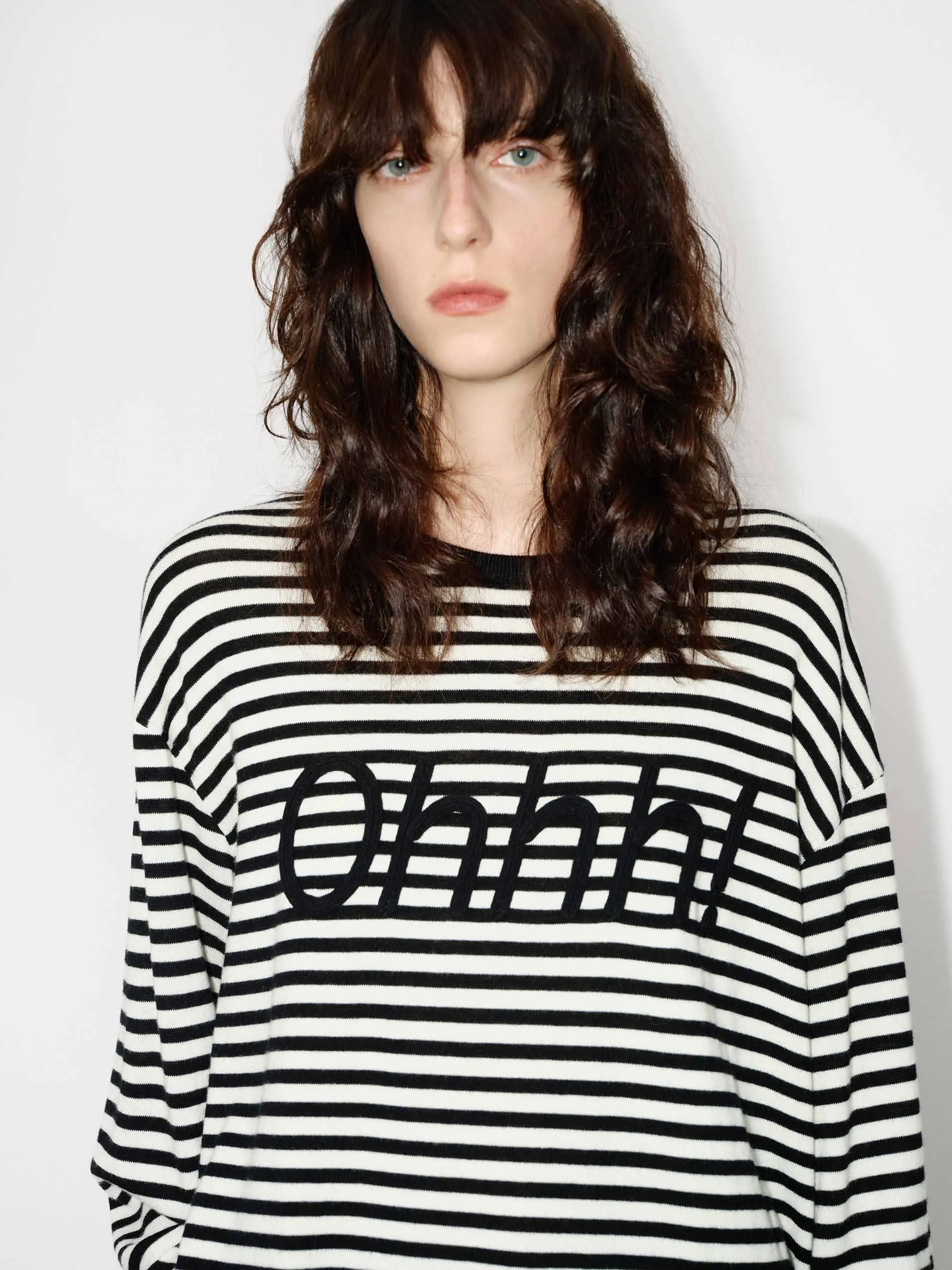 Front Letter Striped Sweater