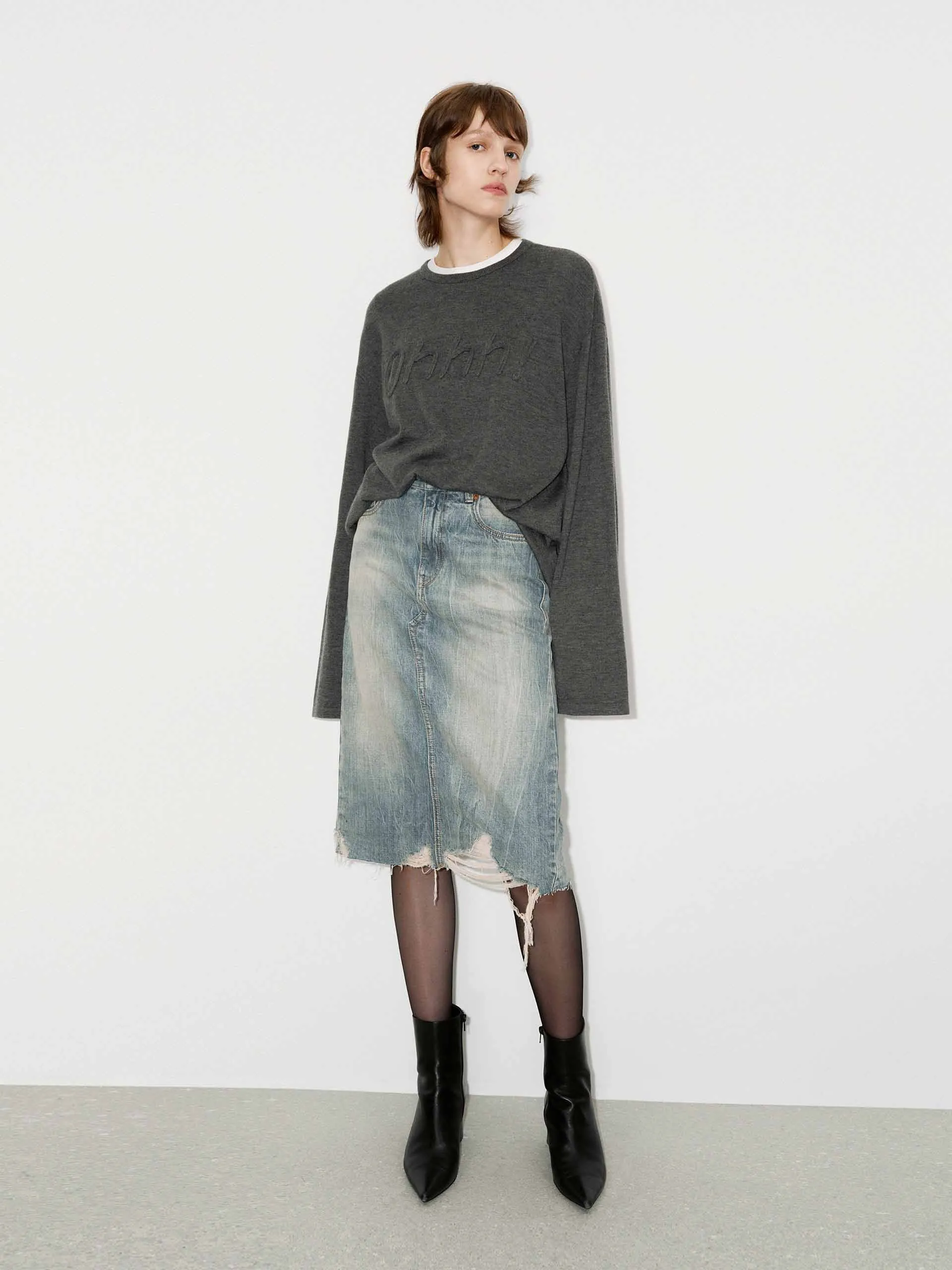 Front Letter Striped Sweater