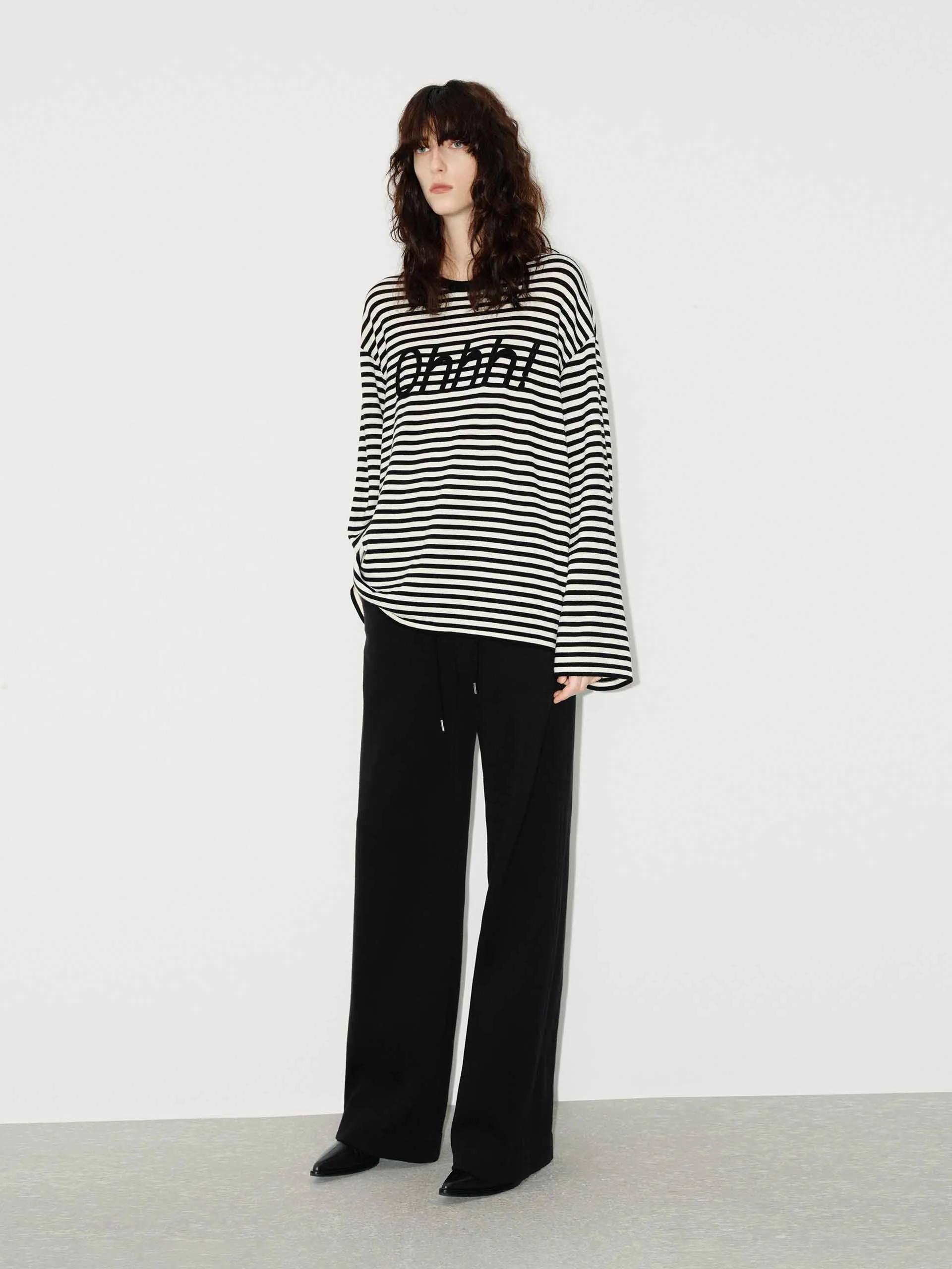 Front Letter Striped Sweater