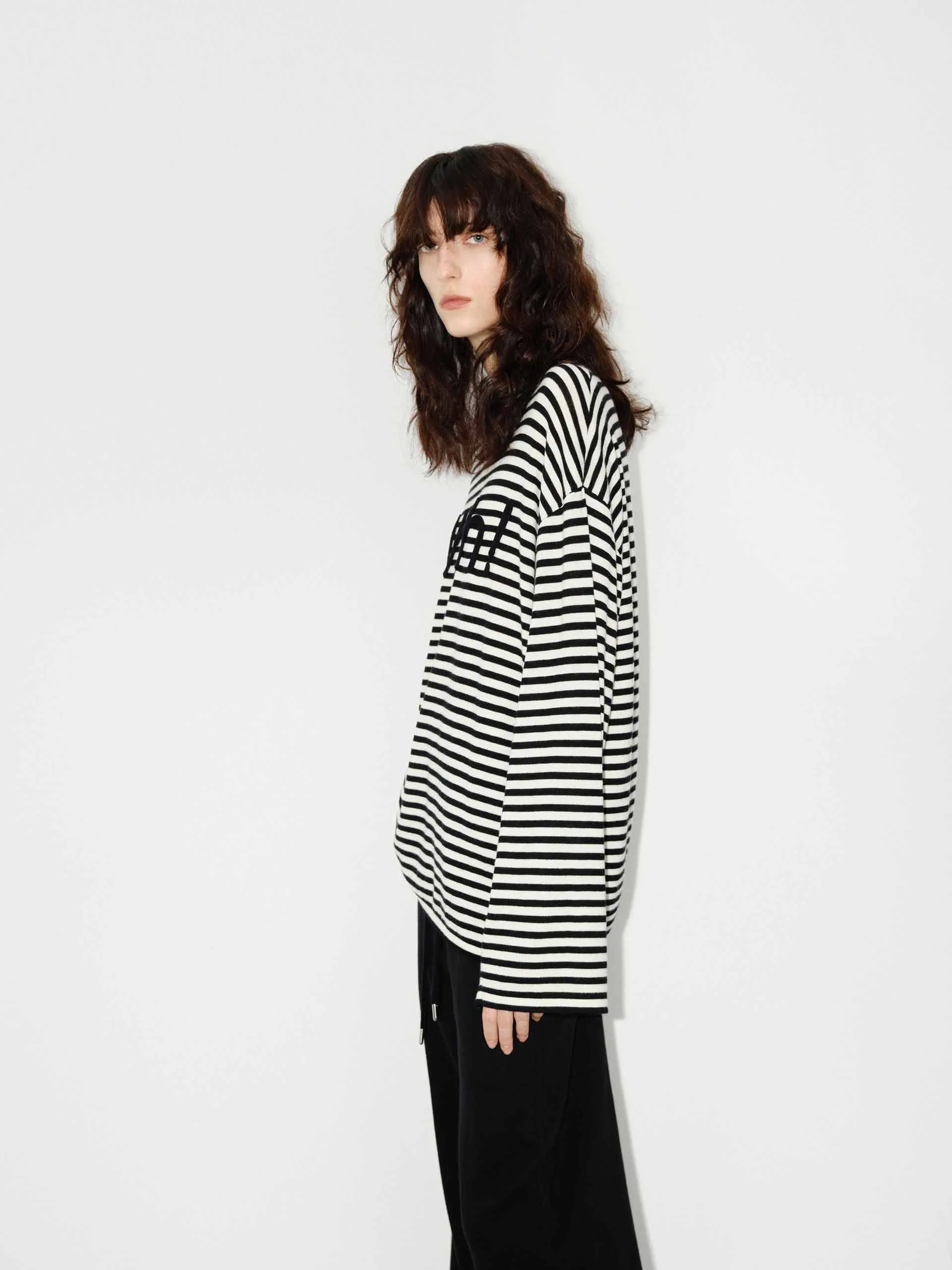 Front Letter Striped Sweater