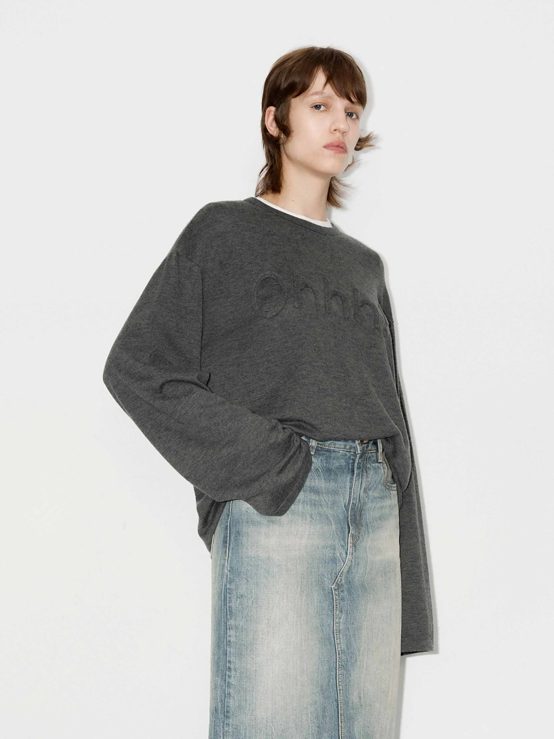 Front Letter Striped Sweater