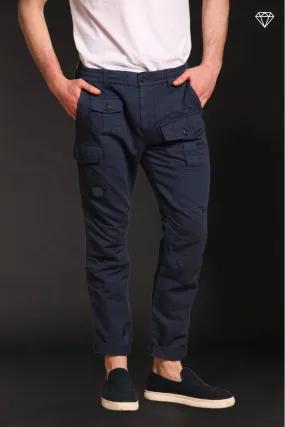 George Elax Men's cargo pants in cotton and hemp broken fabric logo edition Carrot Fit ①