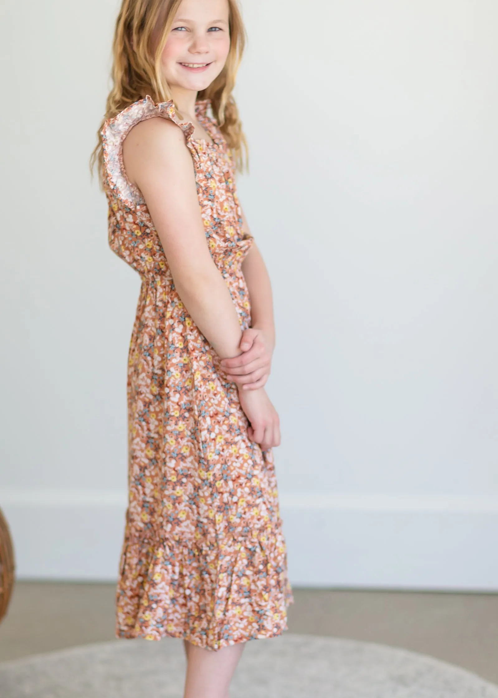 Girls Coral Floral Tank Maxi Dress - FINAL SALE