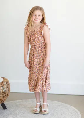 Girls Coral Floral Tank Maxi Dress - FINAL SALE