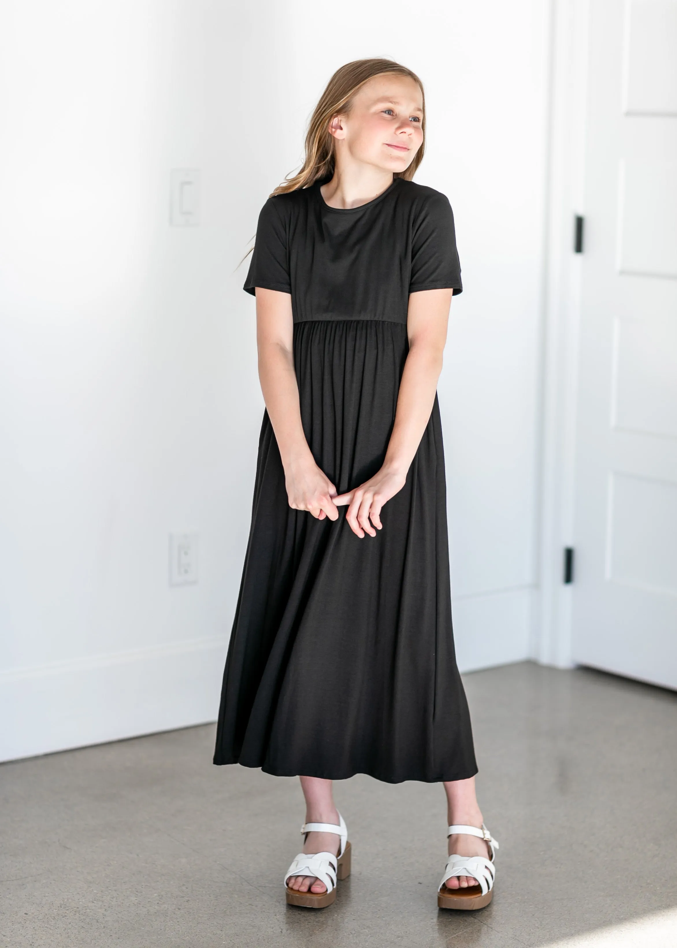 Girl's Short Sleeve Empire Waist Maxi Dress - FINAL SALE