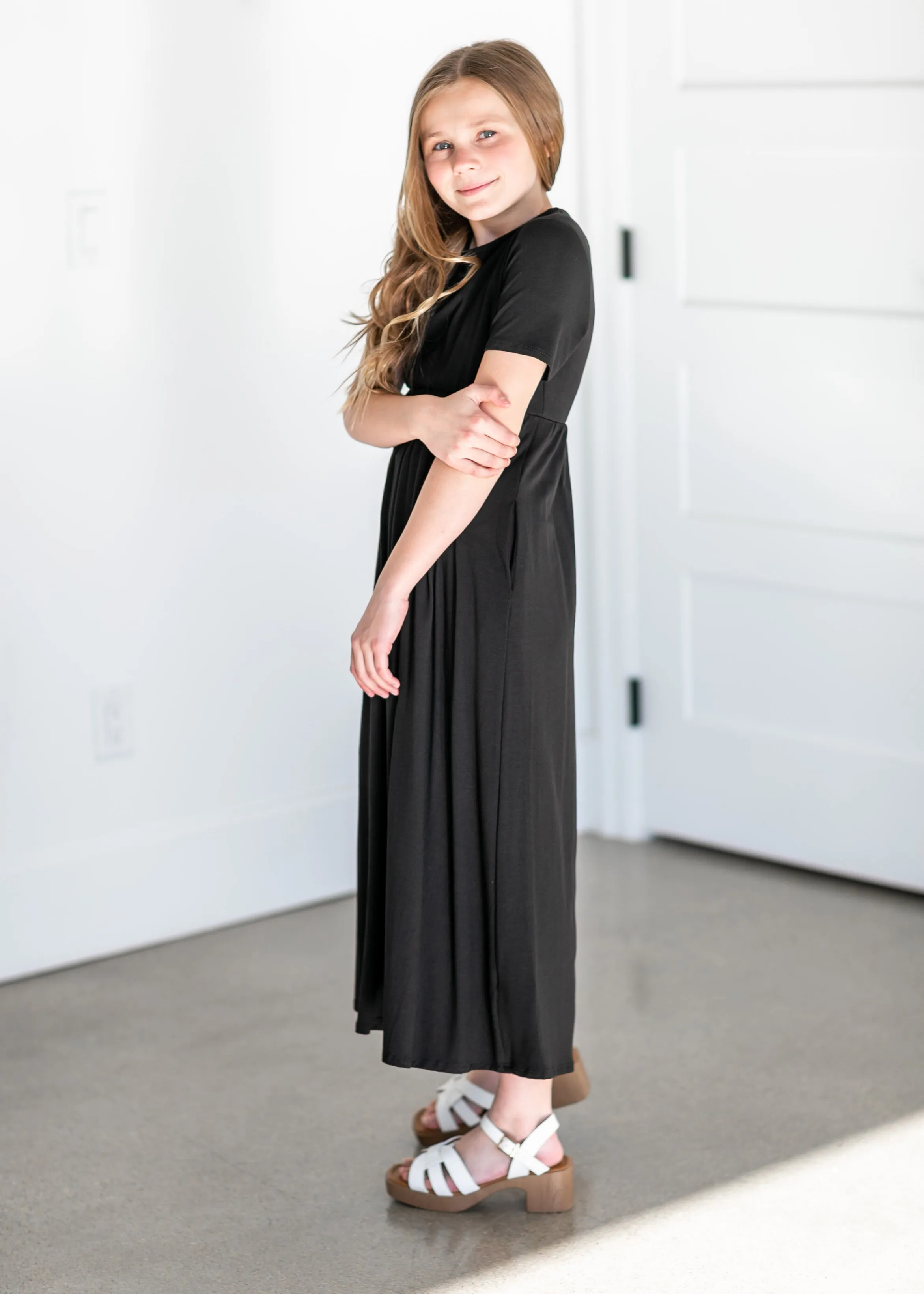 Girl's Short Sleeve Empire Waist Maxi Dress - FINAL SALE
