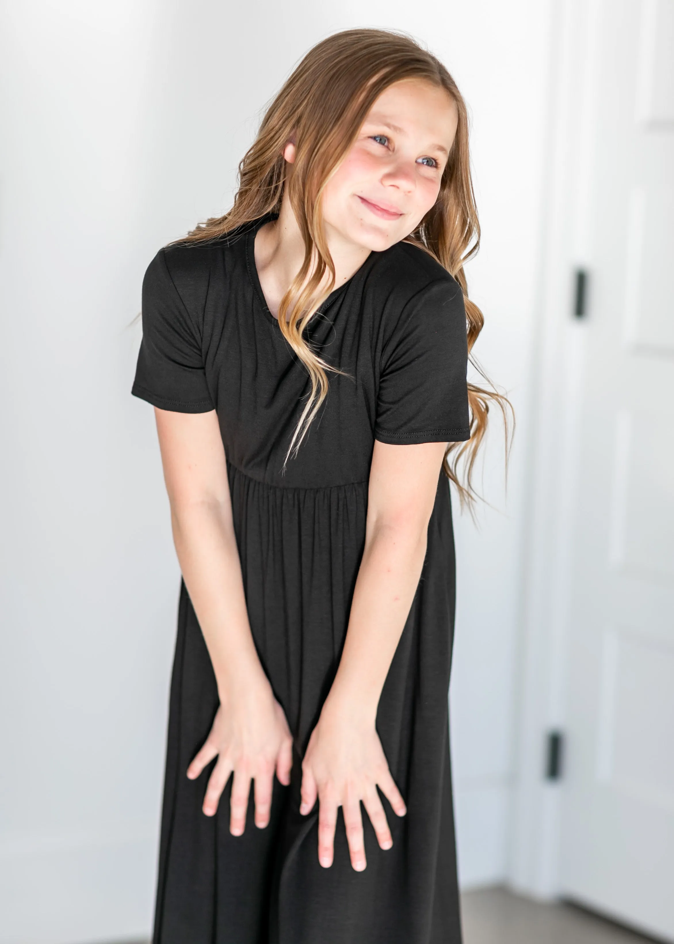 Girl's Short Sleeve Empire Waist Maxi Dress - FINAL SALE