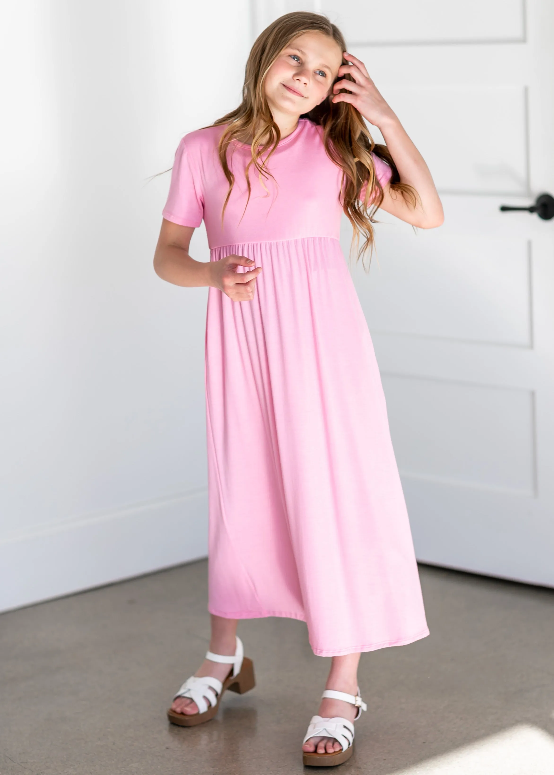 Girl's Short Sleeve Empire Waist Maxi Dress - FINAL SALE