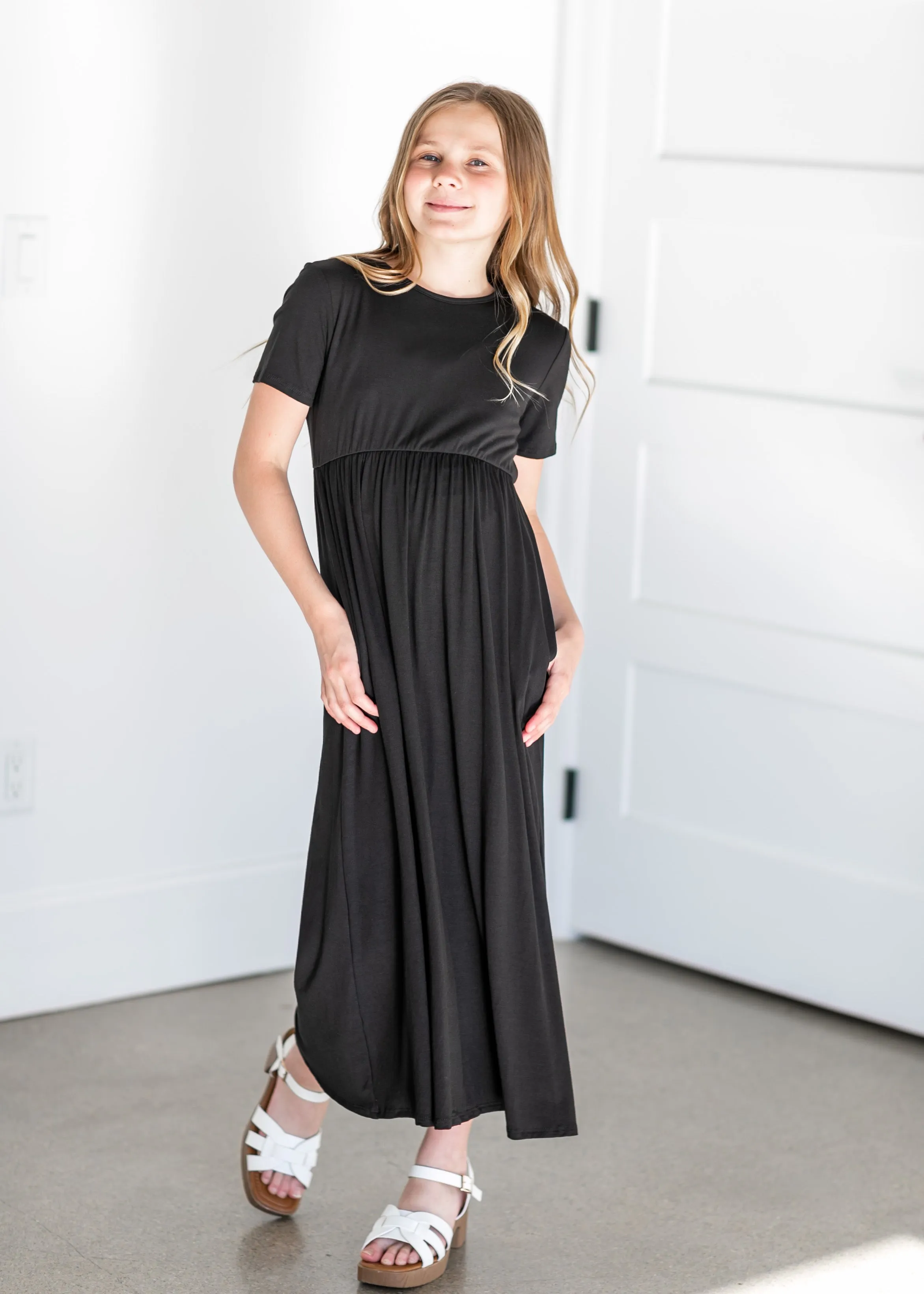 Girl's Short Sleeve Empire Waist Maxi Dress - FINAL SALE