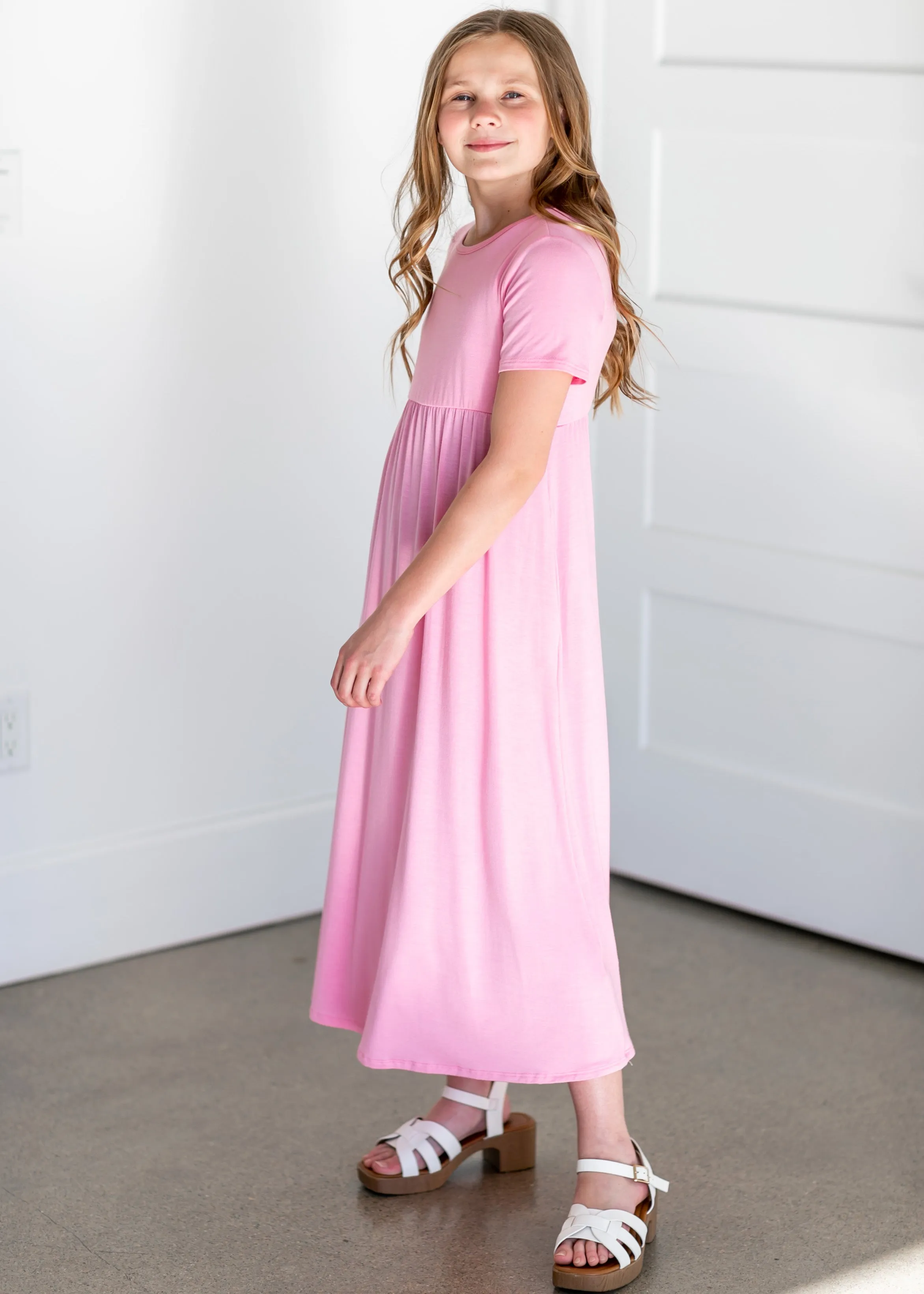 Girl's Short Sleeve Empire Waist Maxi Dress - FINAL SALE