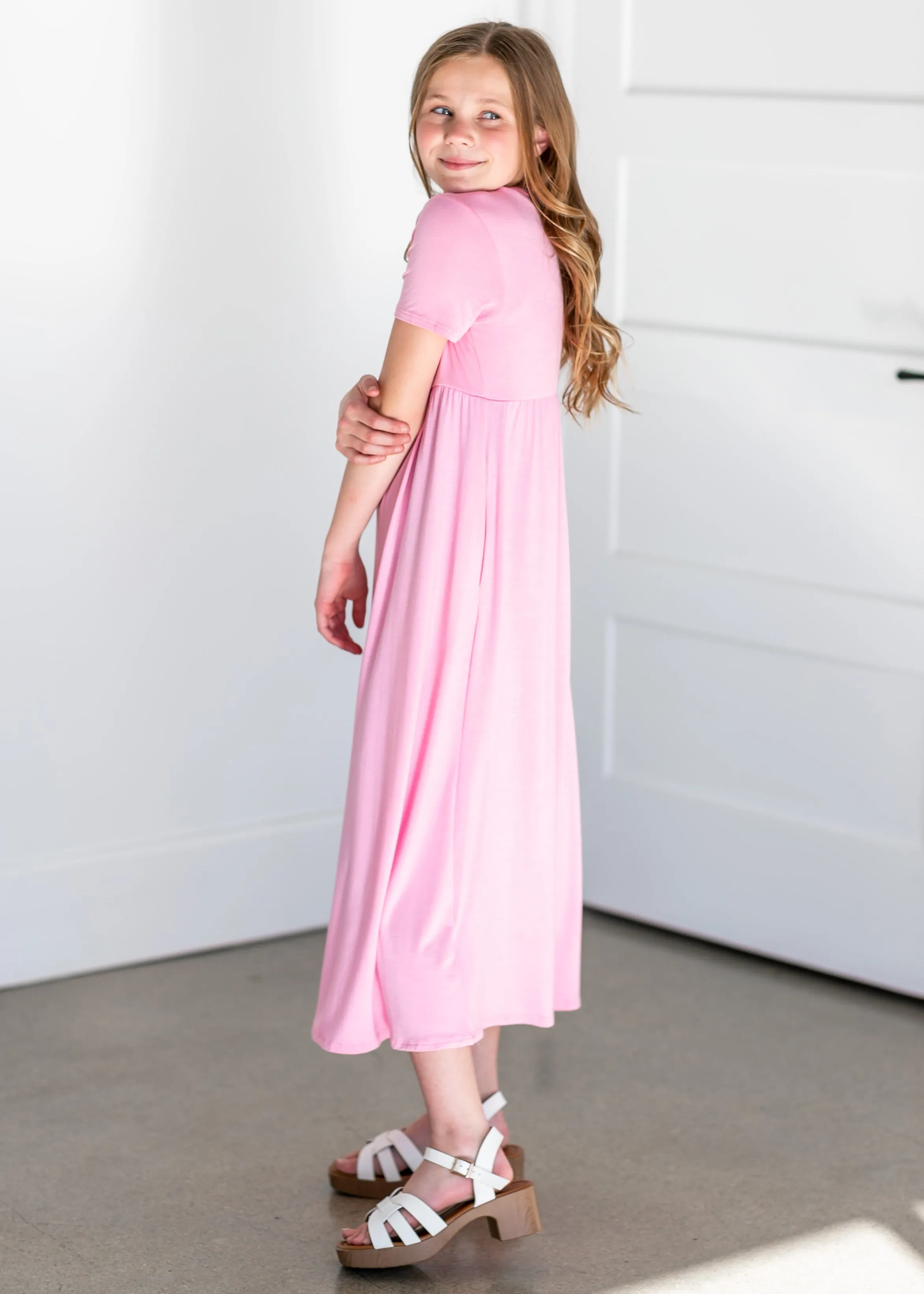 Girl's Short Sleeve Empire Waist Maxi Dress - FINAL SALE