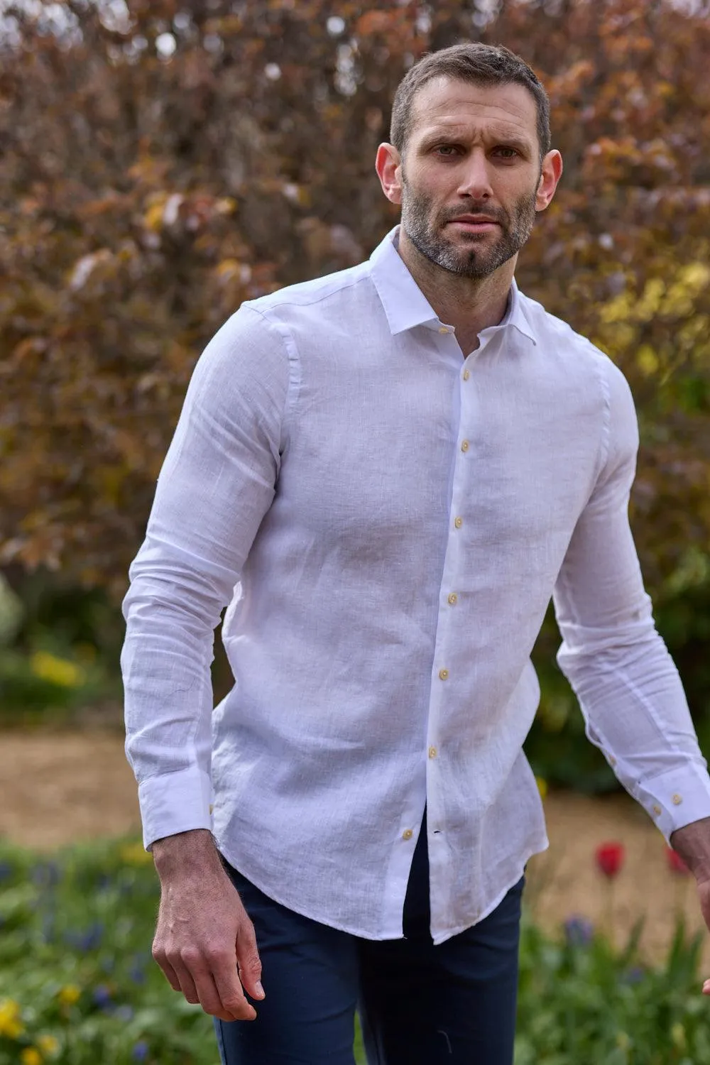 Gun Hill Mens Astley Linen Shirt - White