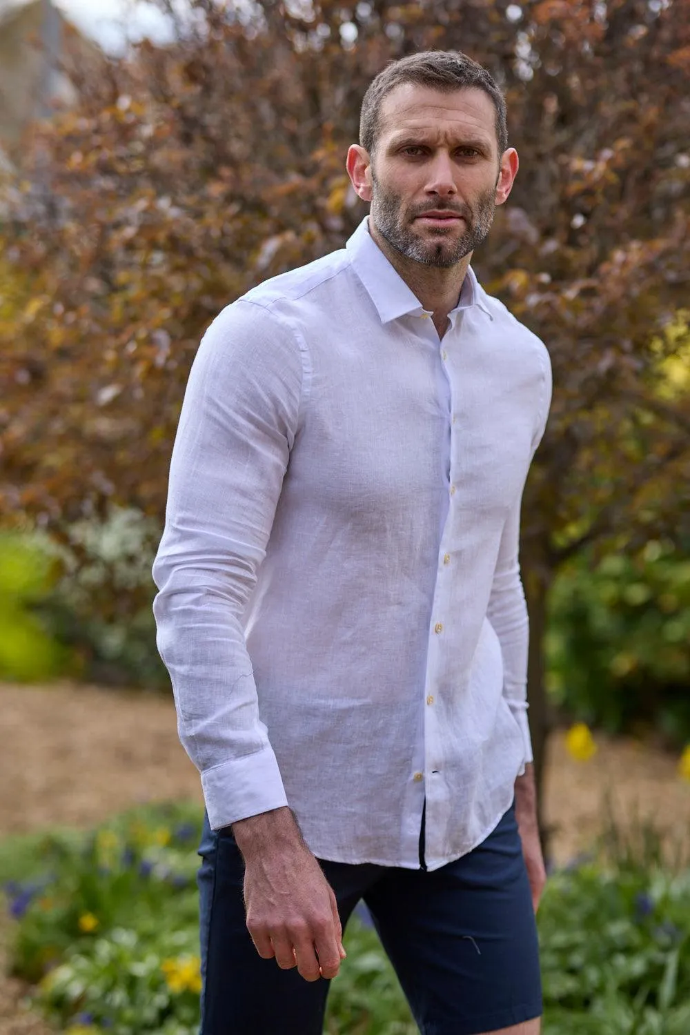 Gun Hill Mens Astley Linen Shirt - White
