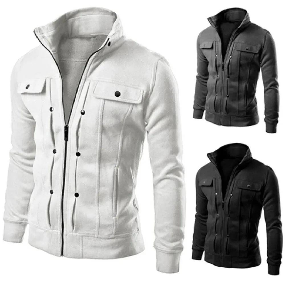 King Billion Men's Hooded Fleece Cardigan – Casual Zipper Hoodie Sweatshirt for Spring & Autumn