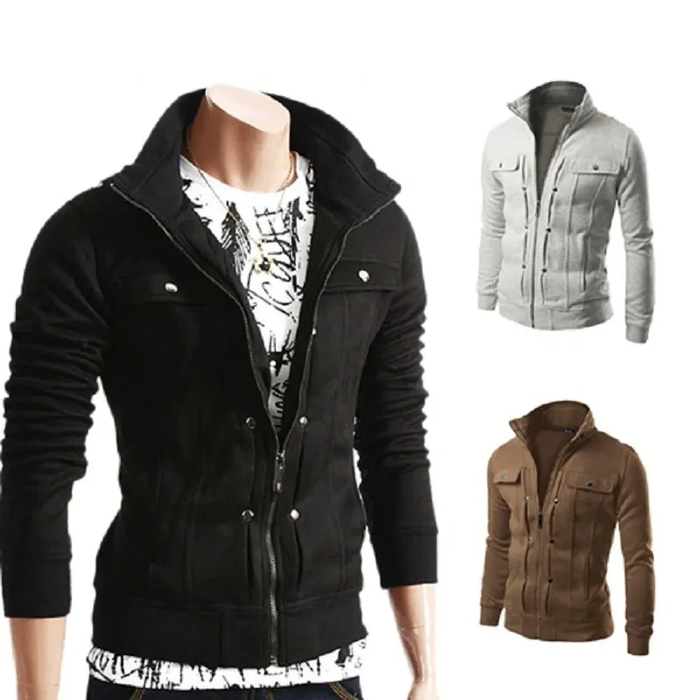 King Billion Men's Hooded Fleece Cardigan – Casual Zipper Hoodie Sweatshirt for Spring & Autumn