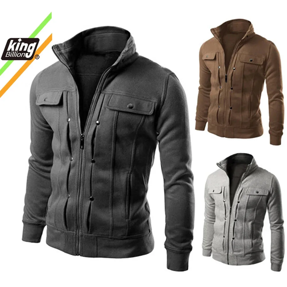 King Billion Men's Hooded Fleece Cardigan – Casual Zipper Hoodie Sweatshirt for Spring & Autumn