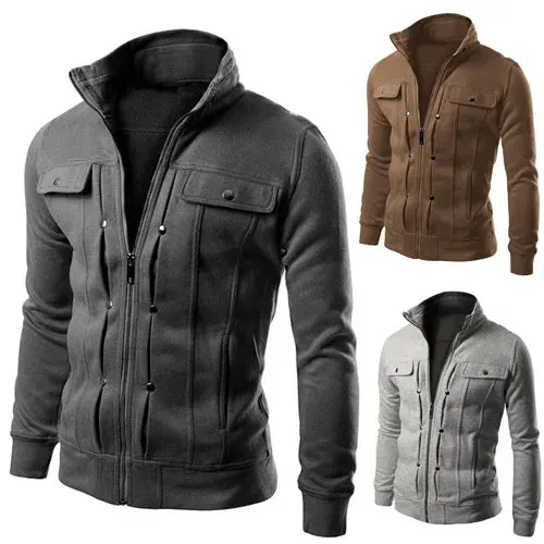 King Billion Men's Hooded Fleece Cardigan – Casual Zipper Hoodie Sweatshirt for Spring & Autumn