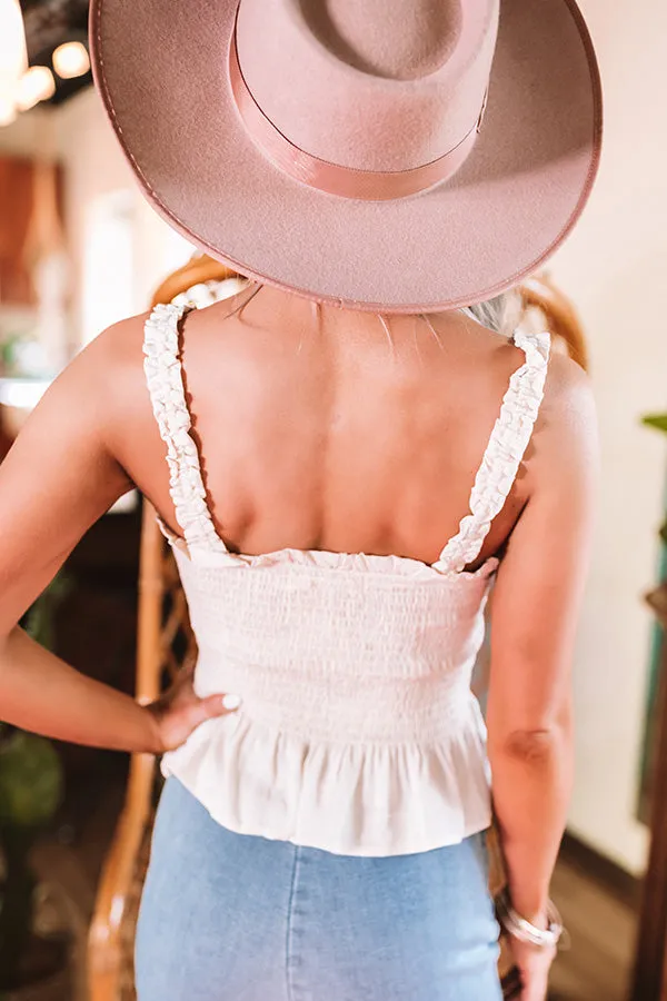 Living For Summer Smocked Tank In Stone
