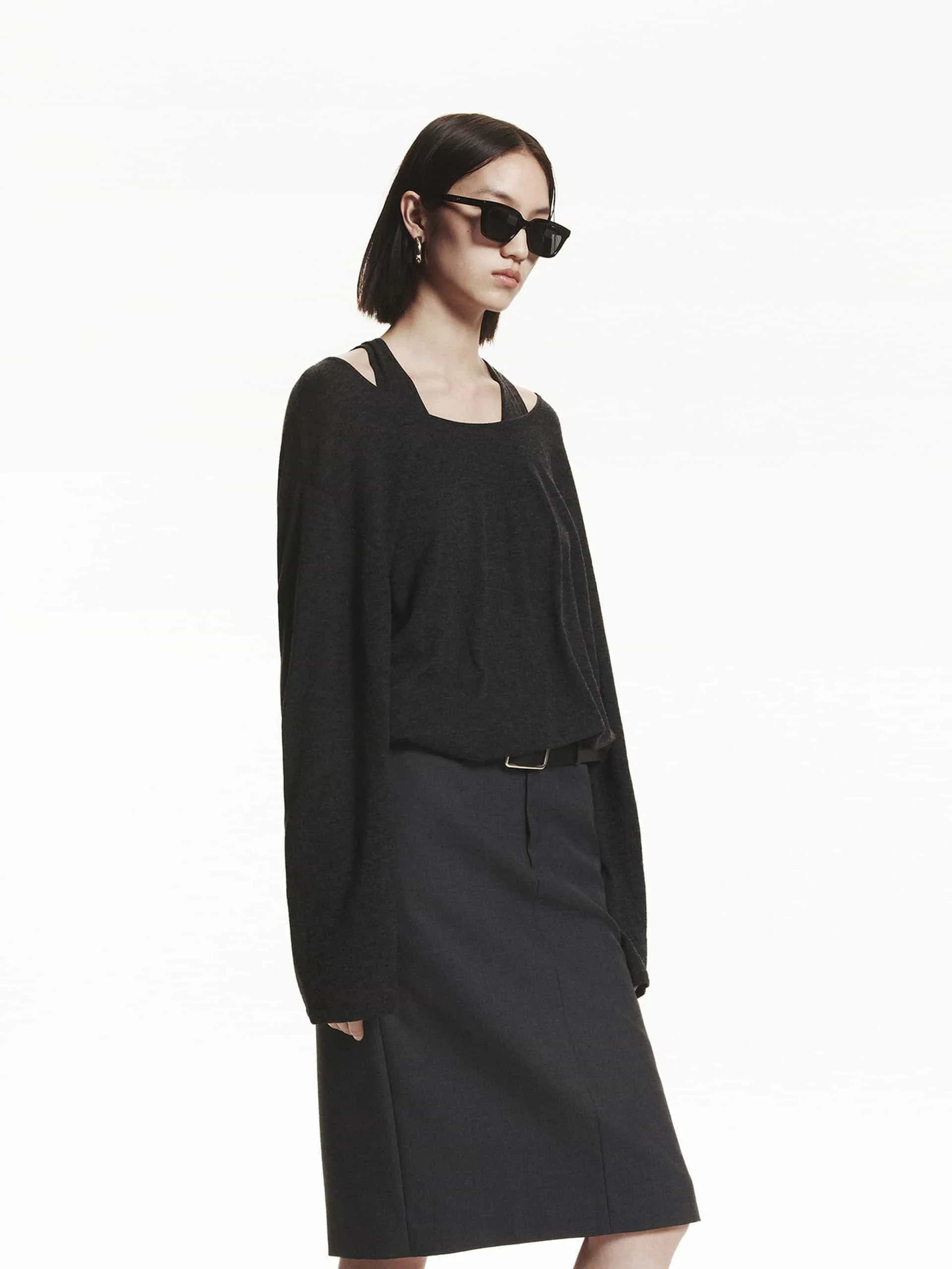 Loose Wool Sweater with Tank