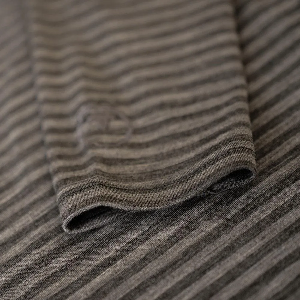 Mens Merino 180 Long Sleeve Crew (Mini Stripe Smoke/Charcoal)