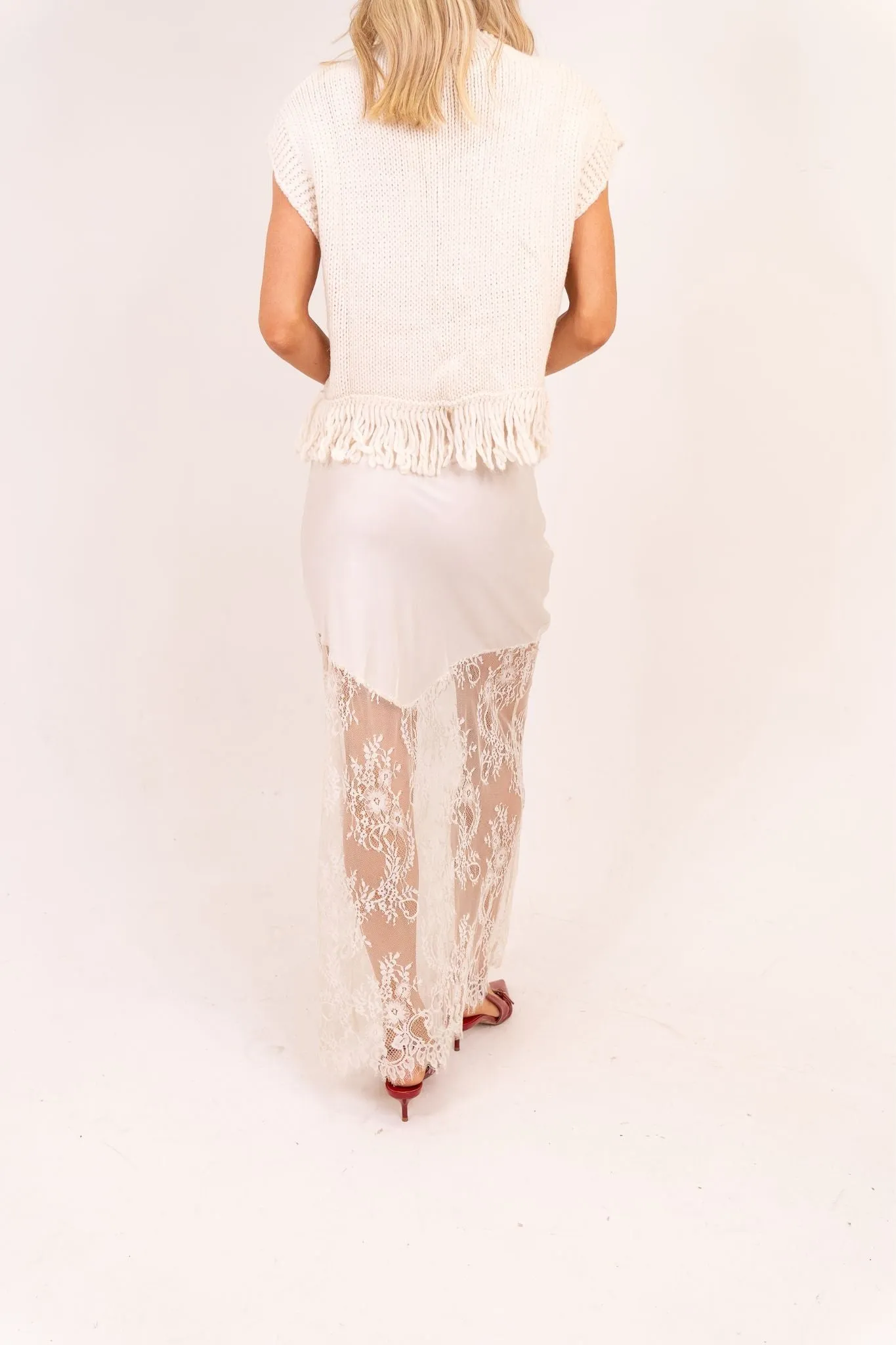 Millie Contrast Skirt In White